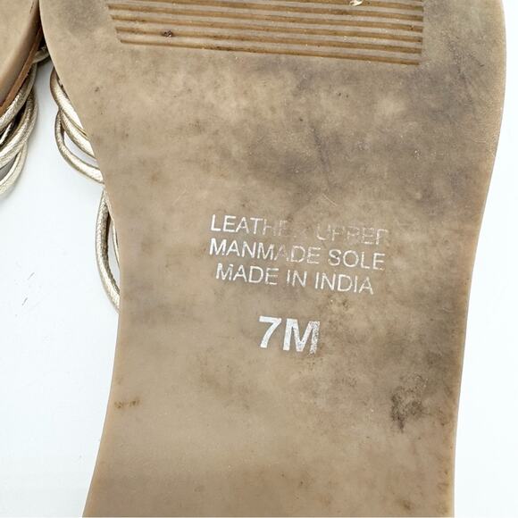 Matisse Tate Gold Woven Strappy Leather Slide Sandal Gold Metallic Size 7 Boho - Picture 14 of 14